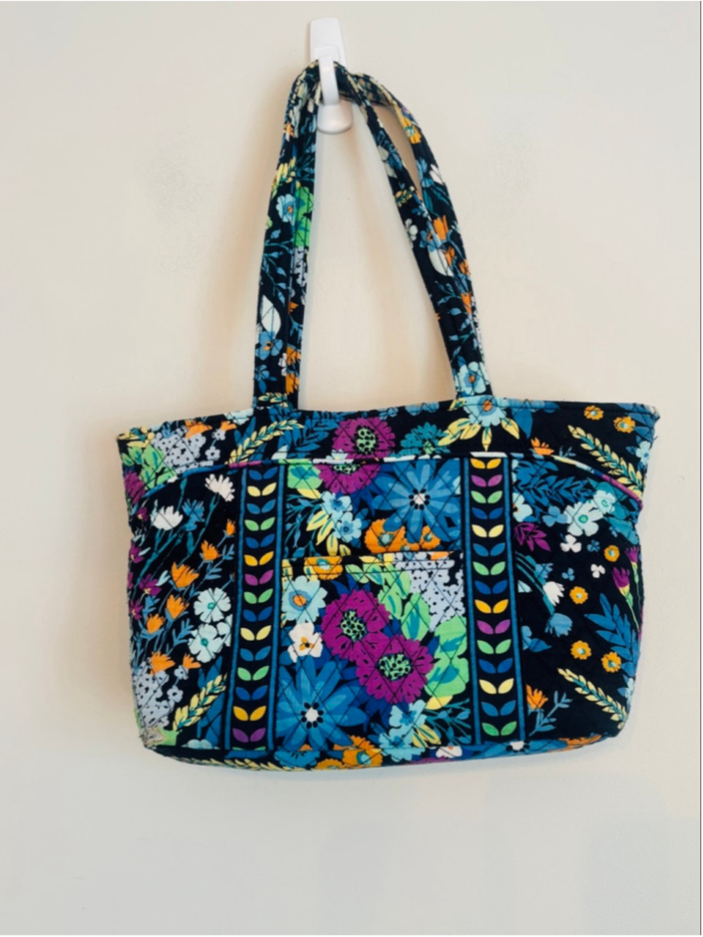 Vera Bradley Midnight Blues Mandy Tote Bag Floral Quilted Shoulder Handbag